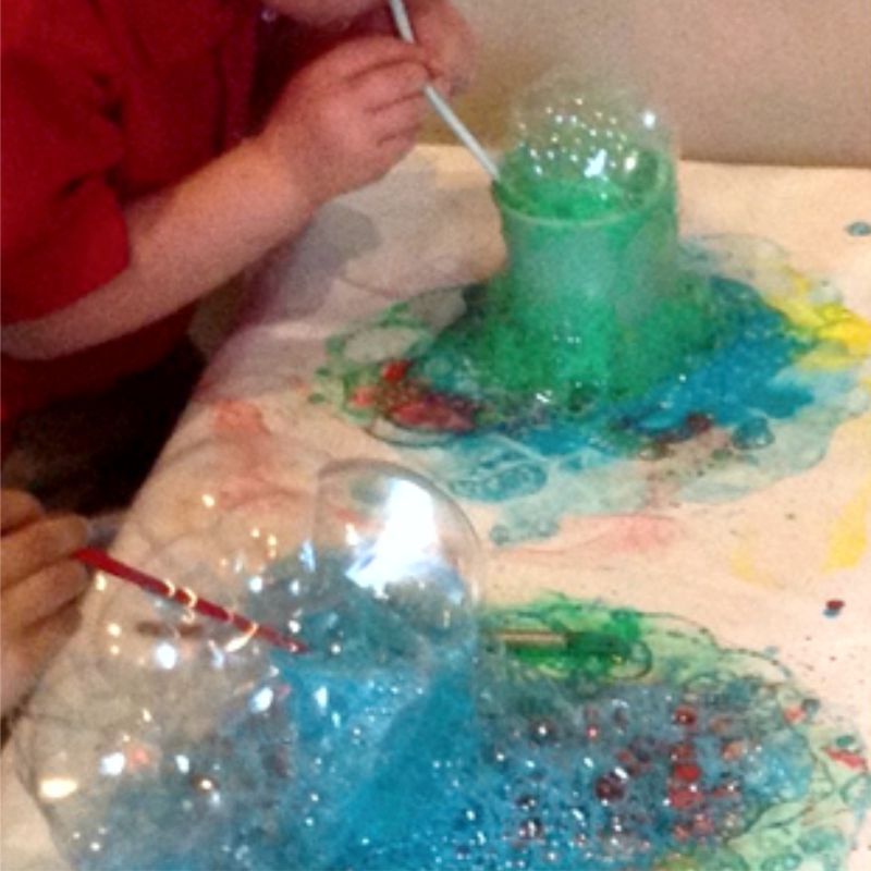 Bubble painting with straws