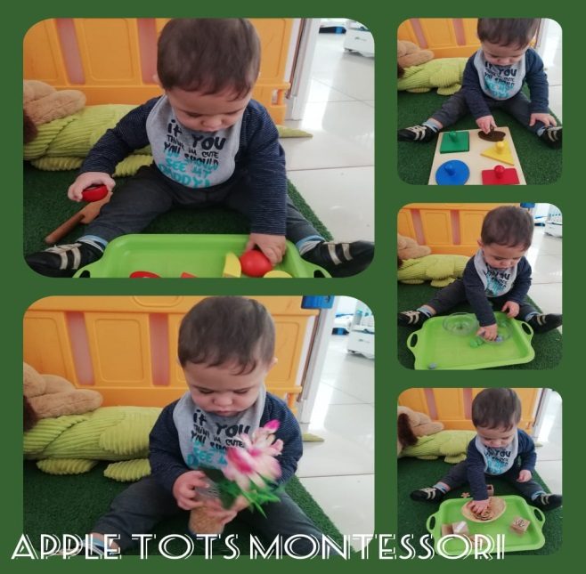 Collage of children using sensorial materials